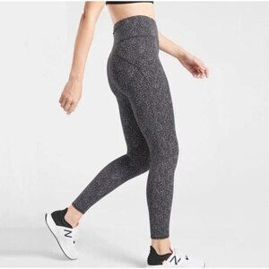 Athleta Lightning Static 7/8 Tight High Waist Leggings Black White Womens Size M